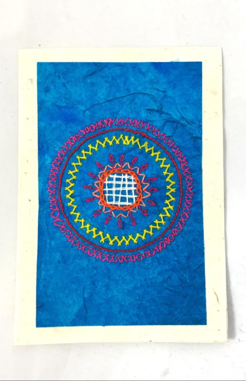 embroidered card tree free paper lokta bush fair trade Nepal