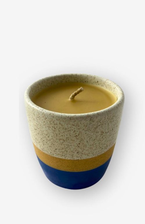 beeswax candle ceramic cup cotton wick from Nepal 