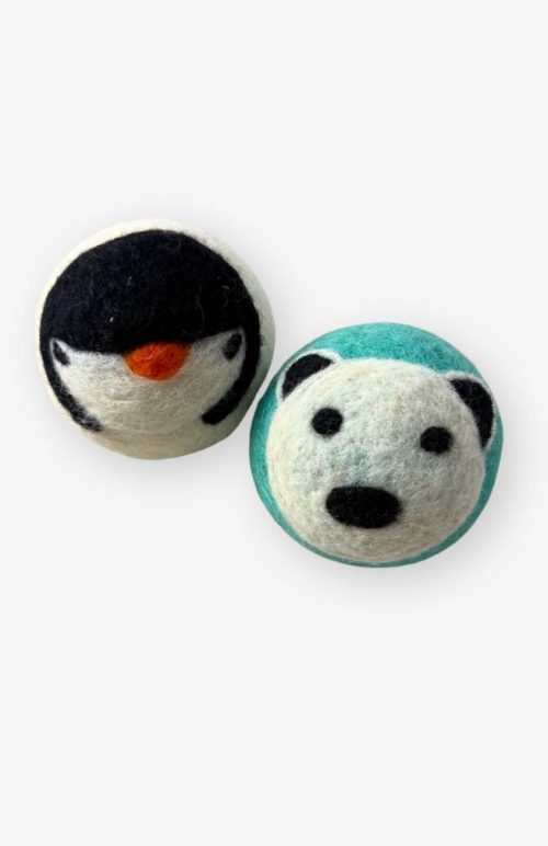 needle felt wool dryer ball fair trade Nepal polar bear penguin