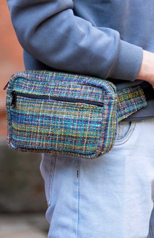 multi color adjustable hemp cross body bag