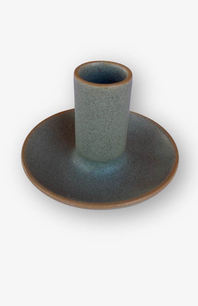 sage colored ceramic tapered candle holder