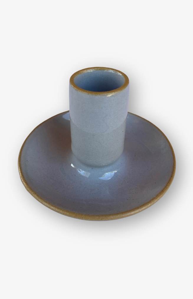 grey ceramic tapered candle holder fair trade nepal