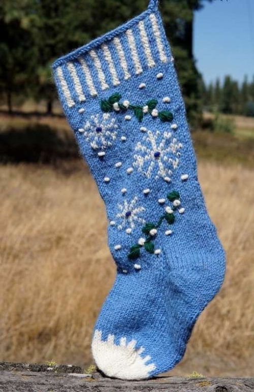 wool stocking snowflake fair trade nepal christmas holiday