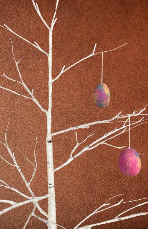 Hand felted Easter egg ornament with string