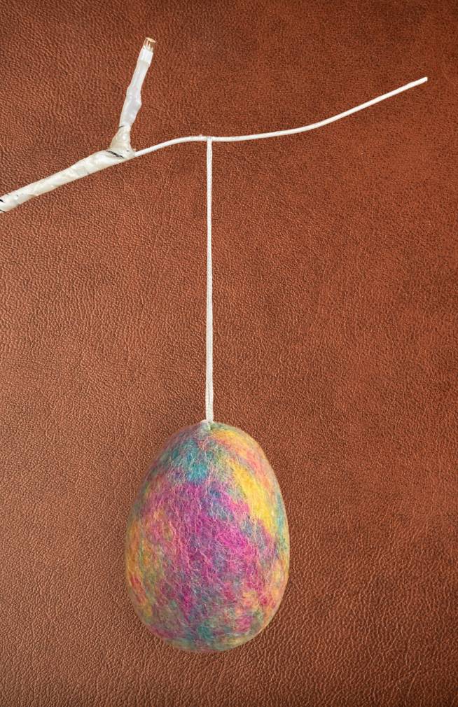 colorful Easter egg ornament made from upcycled scrap felt