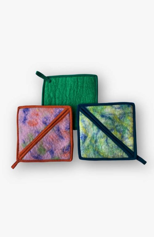square felt potholder with cotton back fair trade nepal