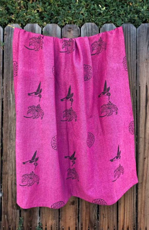 hand spun, hand block-printed cotton throw blanket