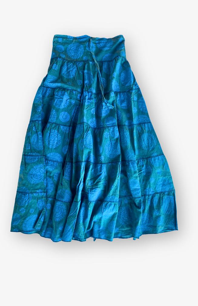 tiered cotton patterned MAXI skirt fair trade Nepal
