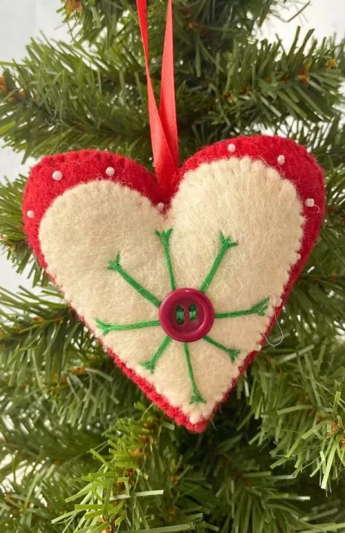 felt heart ornament fair trade Nepal