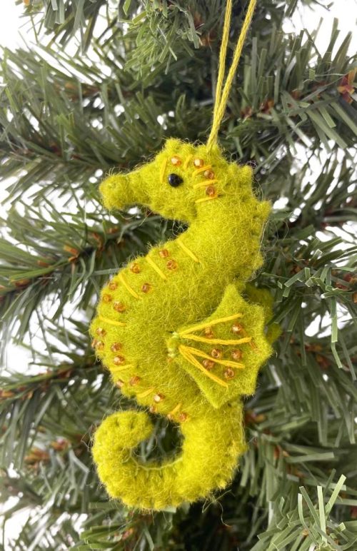 felt sea horse ornament fair trade Nepal