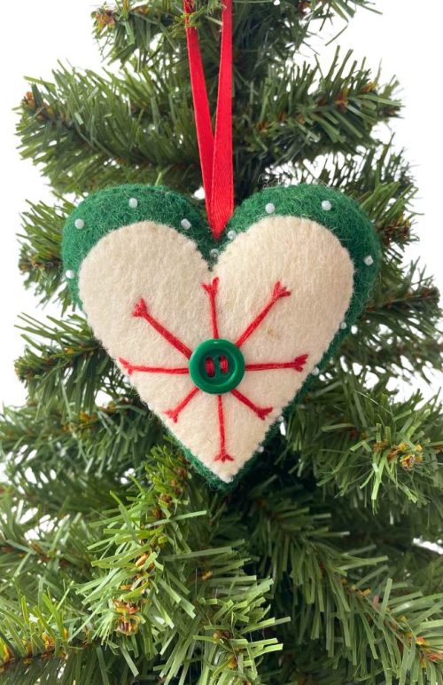 felt heart ornament fair trade Nepal