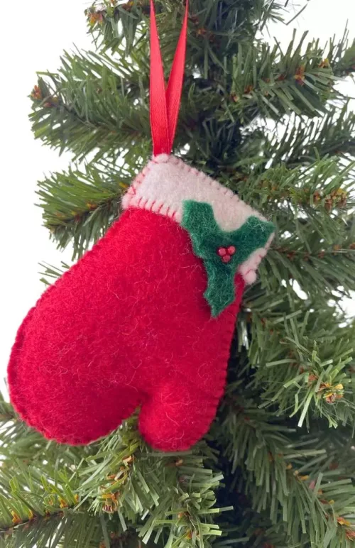 felt mitten ornament fair trade Nepal