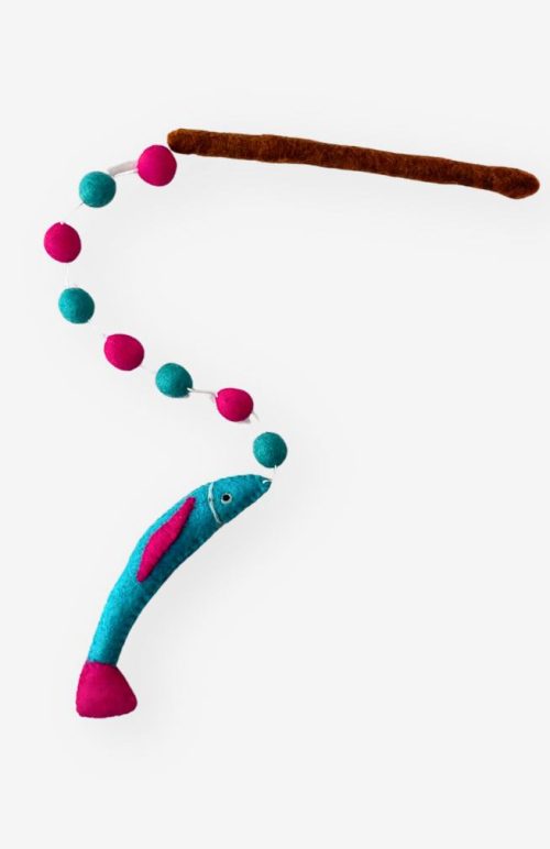 Felt ball sardine cat toy from Nepal