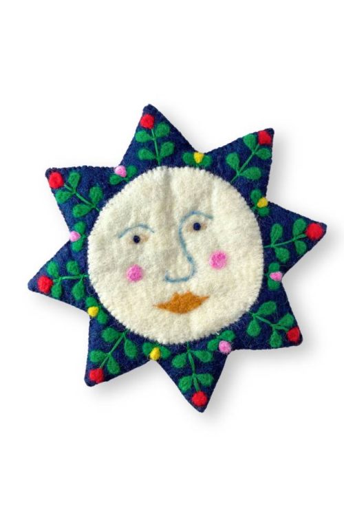 felt sun trivet embroidery fair trade Nepal