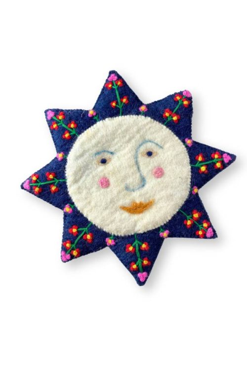 felt sun trivet embroidery fair trade Nepal