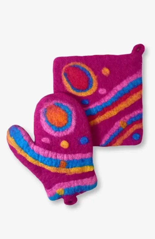 felted potholder, fair trade Nepal