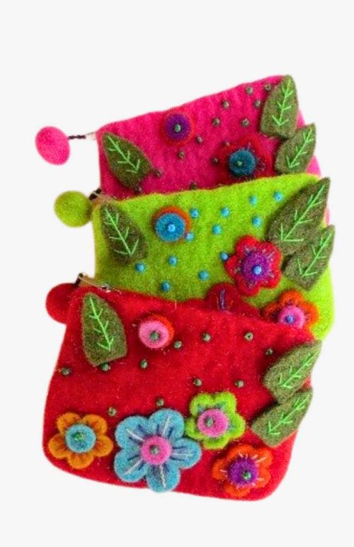 felt flower coin purse fair trade Nepal