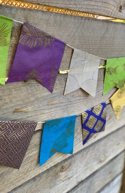 handmade paper flag banners, fair trade Nepal