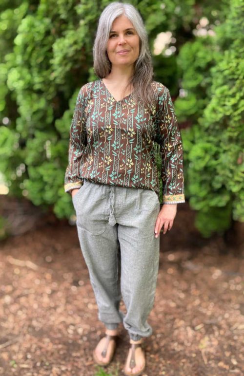 recycled sari shirt, fair trade Nepal