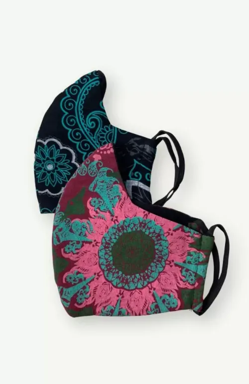 Cotton screen print reusable face mask fair trade Nepal