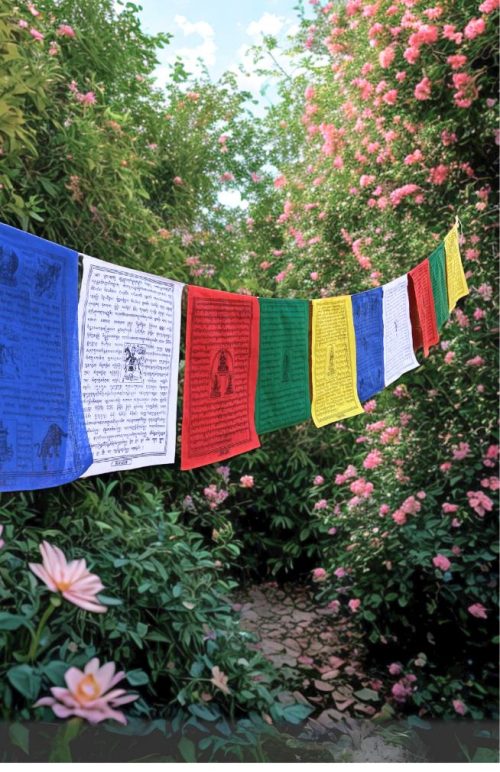 multi color prayer flags set of 5 fair trade Nepal