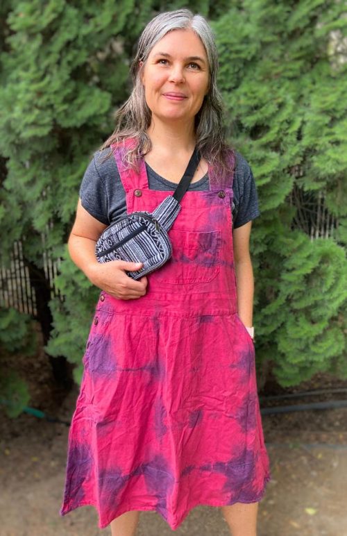 sun bleached tie dye cotton bib overall dress fair trade Nepal