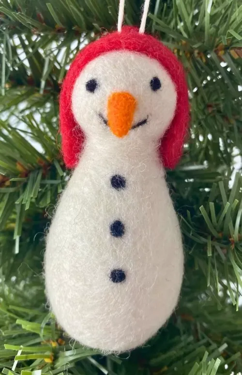 felt snowman ornament fair trade Nepal