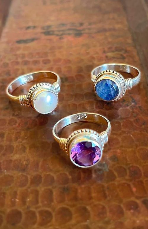 Sterling silver ring, semi precious stone fair trade Nepal