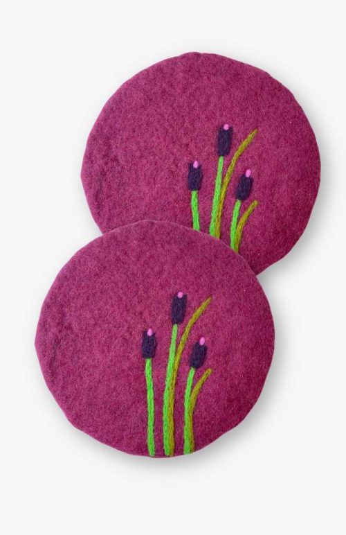 round felt trivet cattail fair trade nepal
