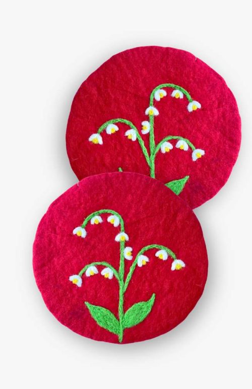 fair trade nepal felt trivet lilly of valley