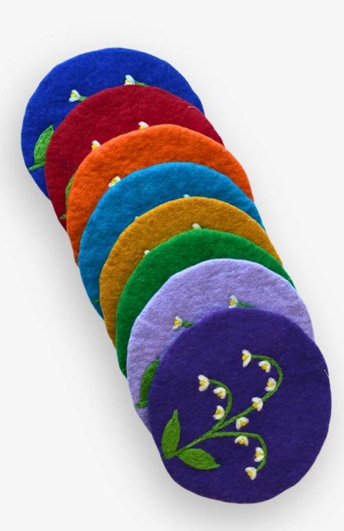 round felt trivet lilly of the valley