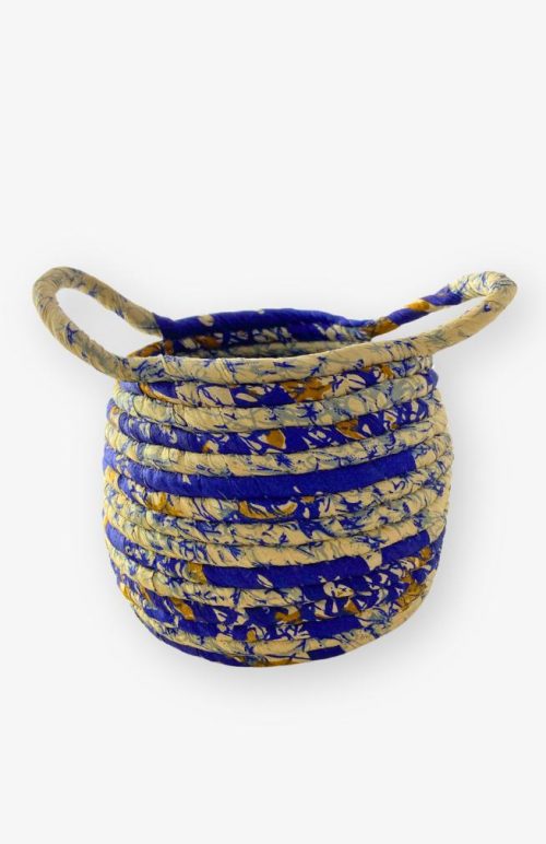 2 handle recycled sari wrapped basket from Nepal