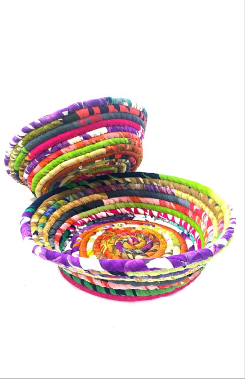 recycled silk coil wrapped bowl fair trade nepal