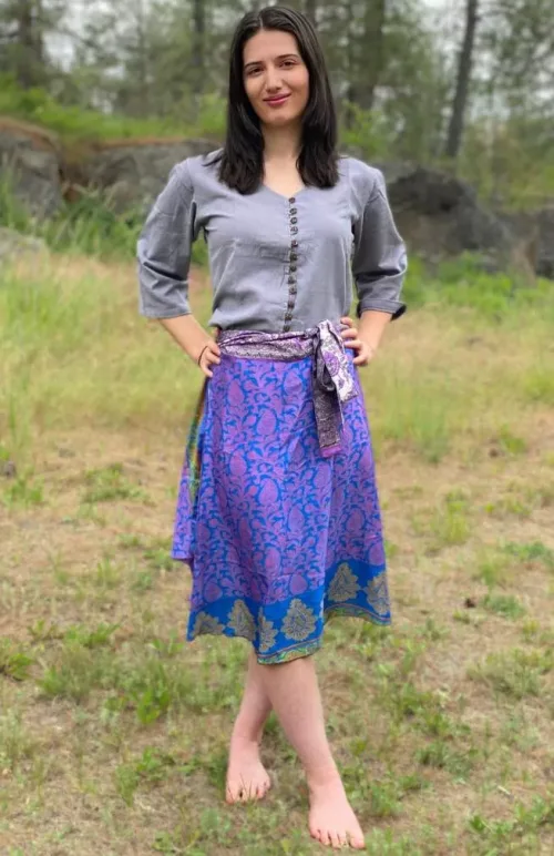 recycled sari wrap skirt, fair trade Nepal