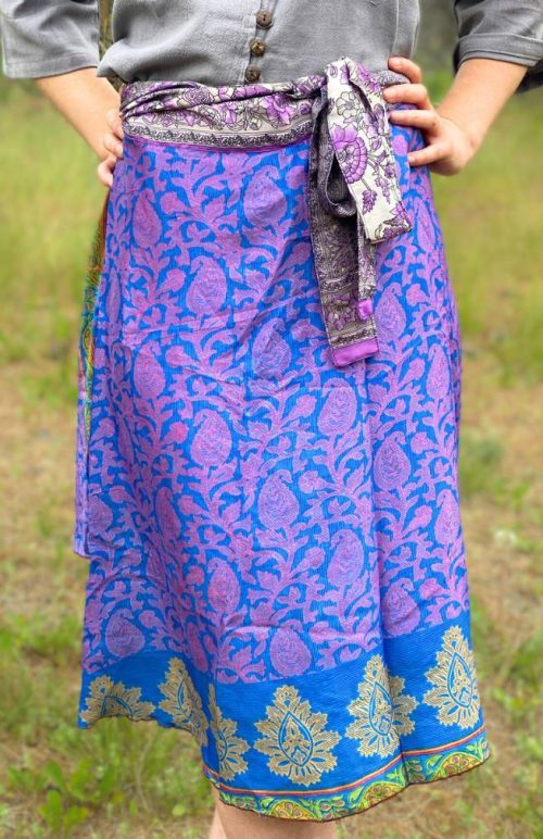 recycled sari wrap skirt, fair trade Nepal