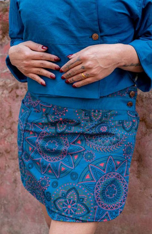 cotton market print reversible adjustable skirt