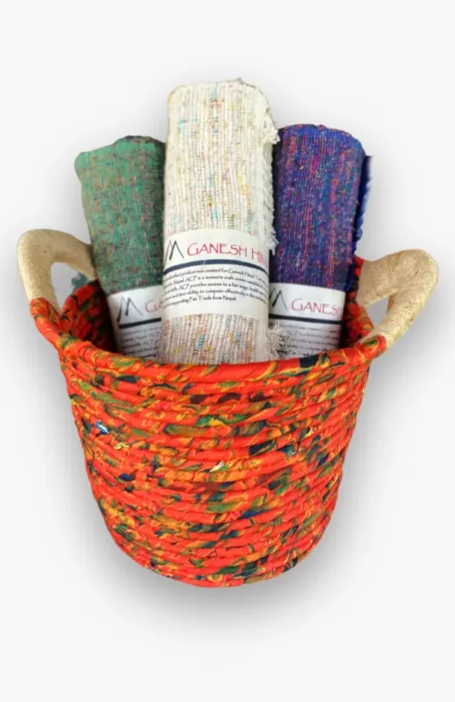 handmade baskets, recycled sari, fair trade Nepal