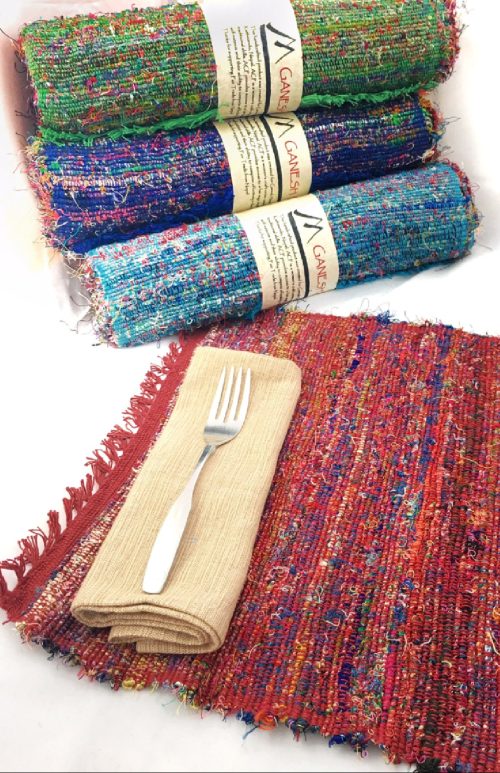 Handcrafted Fair Trade recycled silk placemats from Nepal