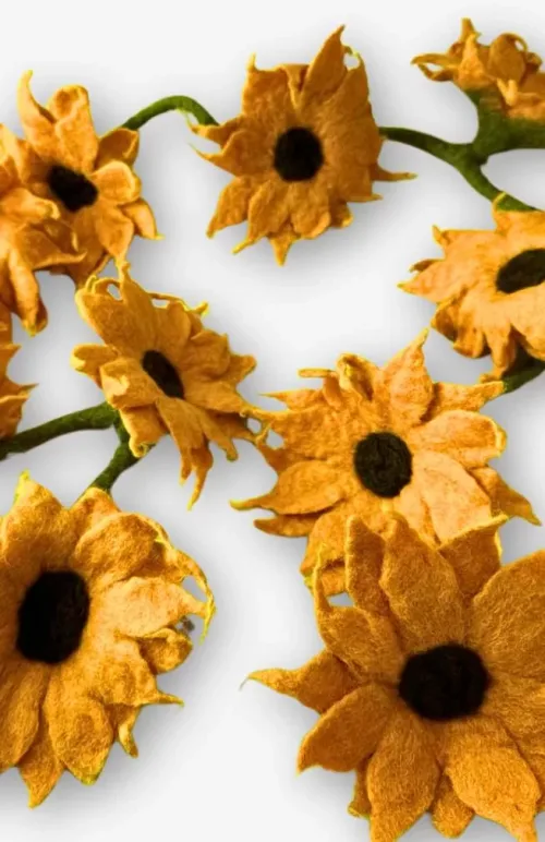 felted sunflower garland fair trade Nepal