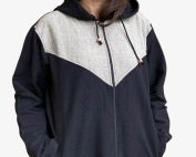 fleece lined heavy cotton jacket with hood in grey and black